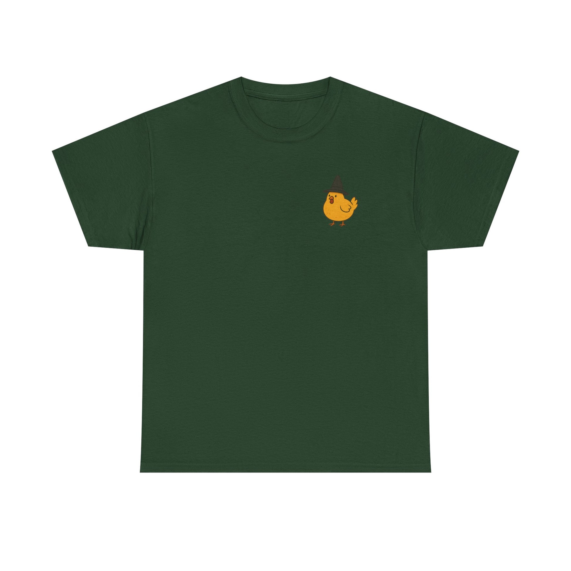 Funny Witch Chicken Tee, Halloween T-Shirt, Unisex Cotton Shirt, Cute Poultry Apparel, Cozy Fall Fashion, Gift for Poultry Lovers
