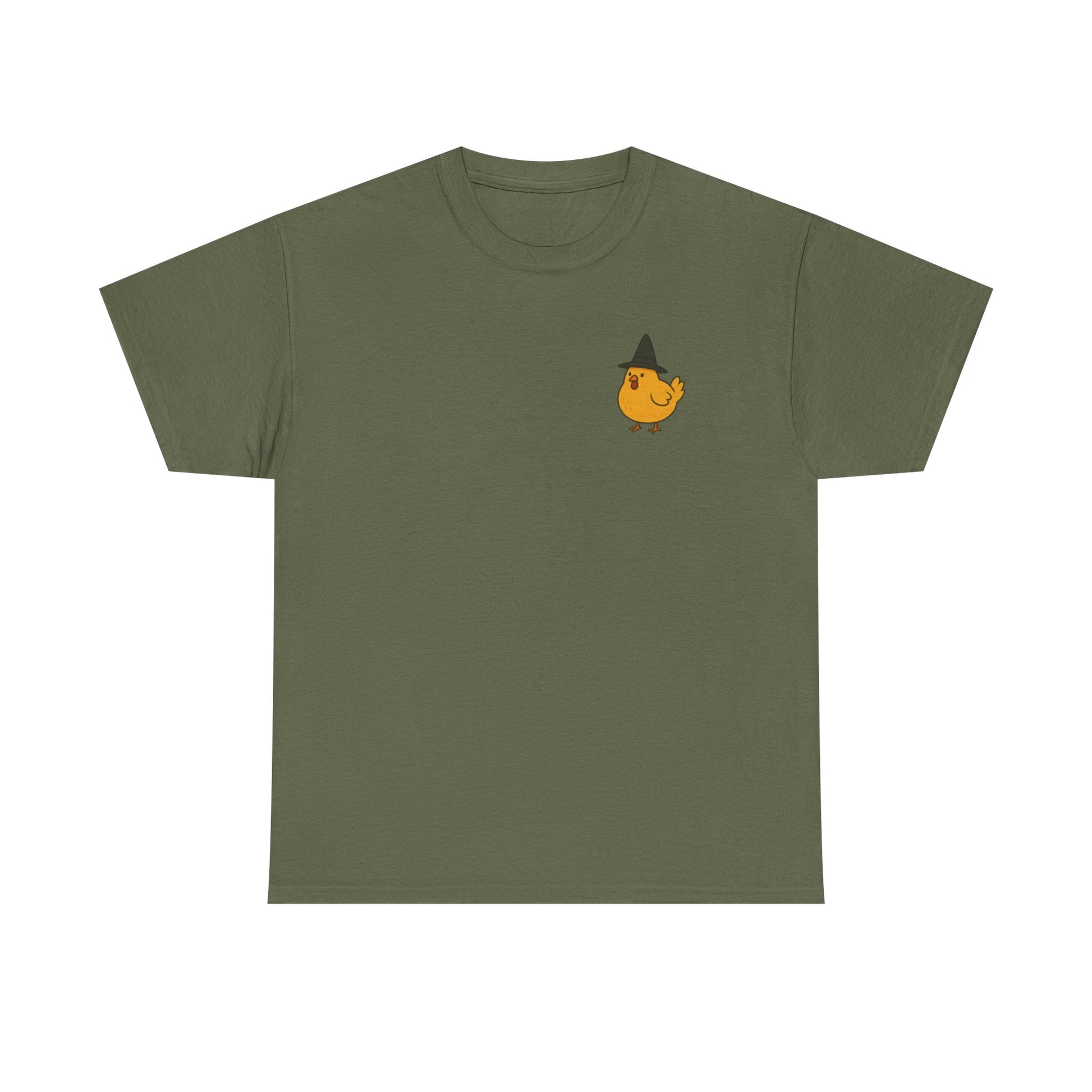 Funny Witch Chicken Tee, Halloween T-Shirt, Unisex Cotton Shirt, Cute Poultry Apparel, Cozy Fall Fashion, Gift for Poultry Lovers