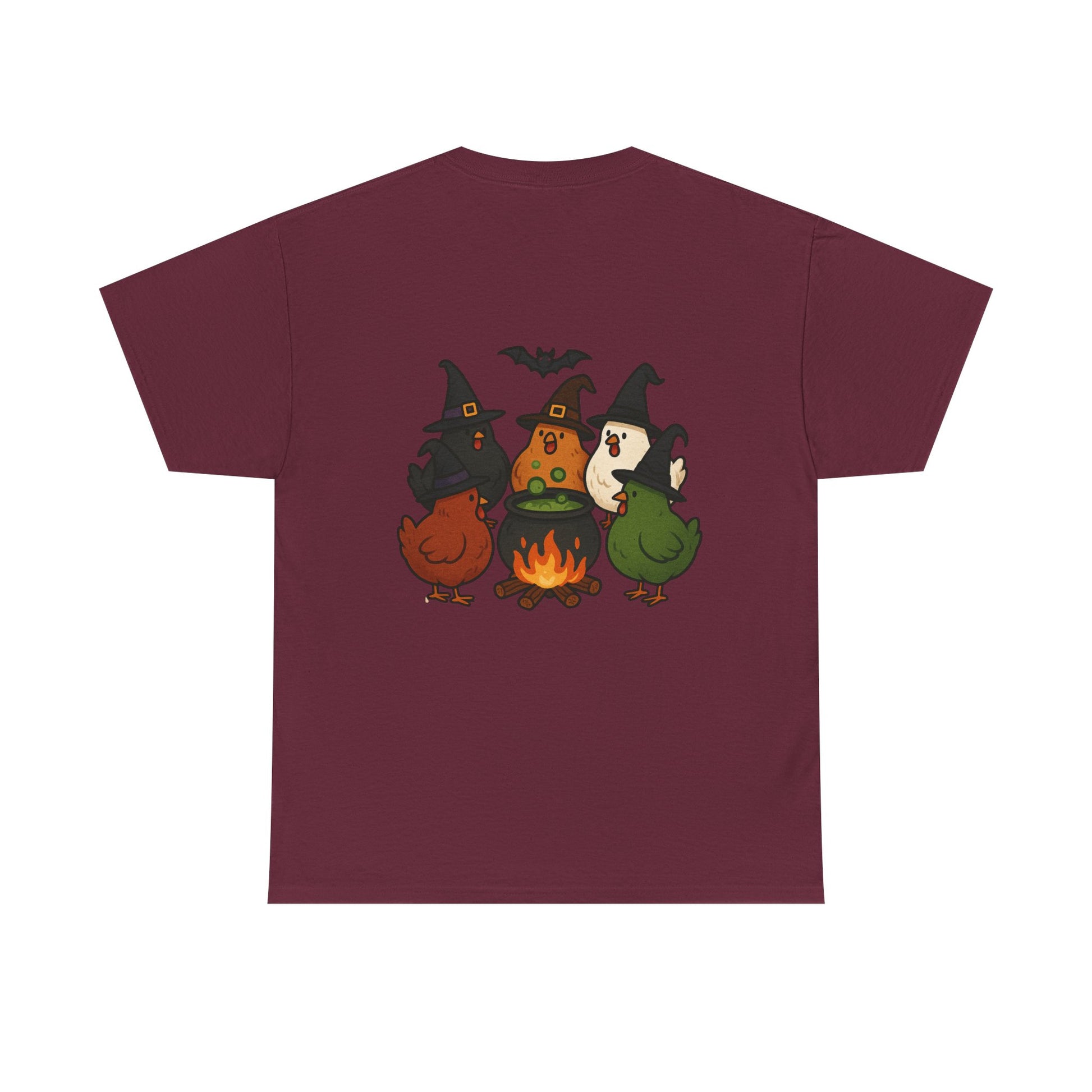 Funny Witch Chicken Tee, Halloween T-Shirt, Unisex Cotton Shirt, Cute Poultry Apparel, Cozy Fall Fashion, Gift for Poultry Lovers