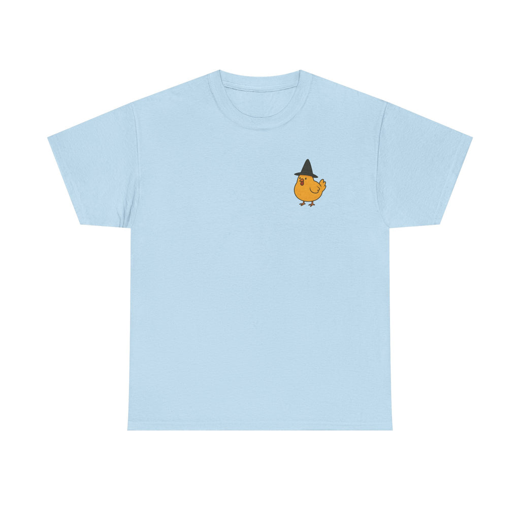 Funny Witch Chicken Tee, Halloween T-Shirt, Unisex Cotton Shirt, Cute Poultry Apparel, Cozy Fall Fashion, Gift for Poultry Lovers