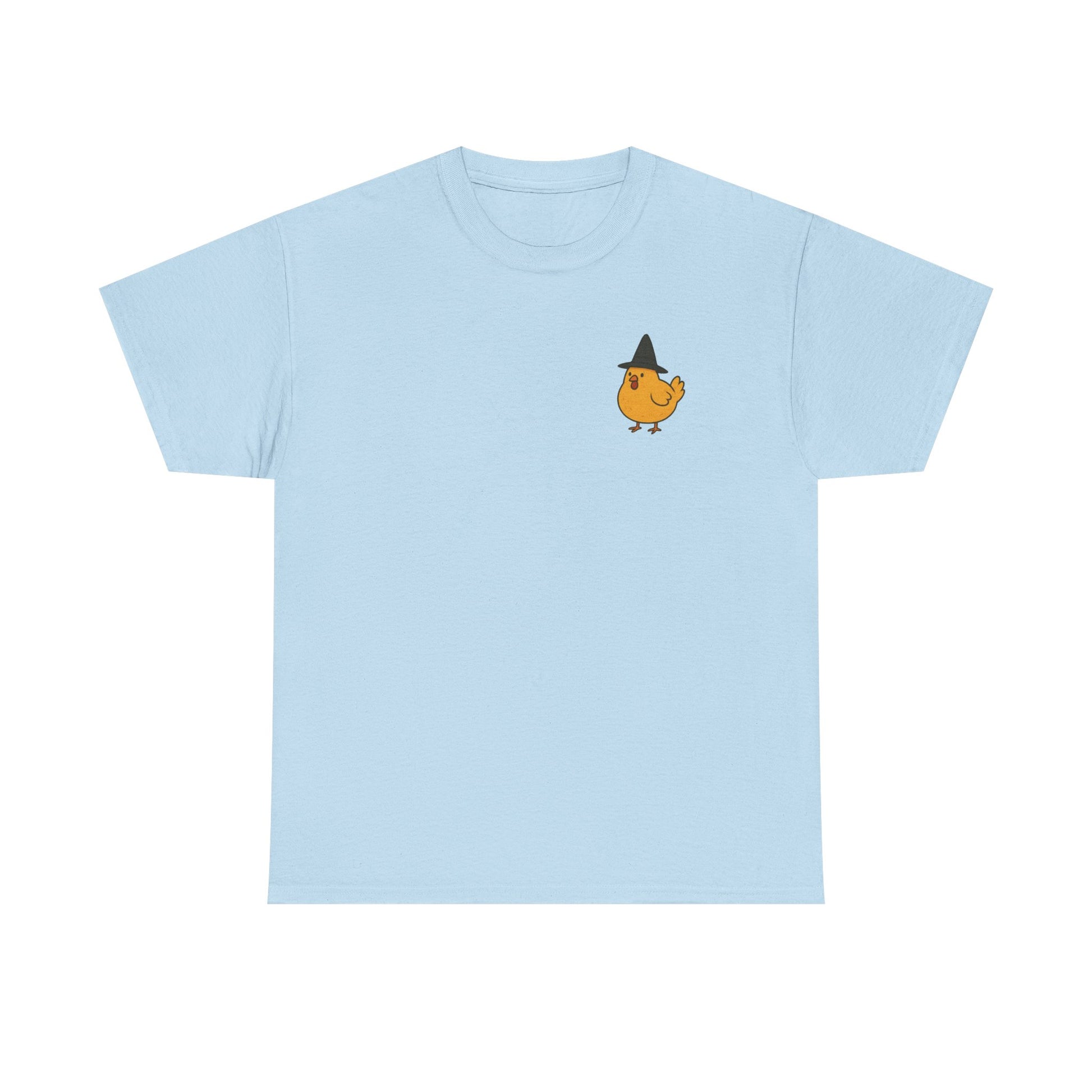 Funny Witch Chicken Tee, Halloween T-Shirt, Unisex Cotton Shirt, Cute Poultry Apparel, Cozy Fall Fashion, Gift for Poultry Lovers