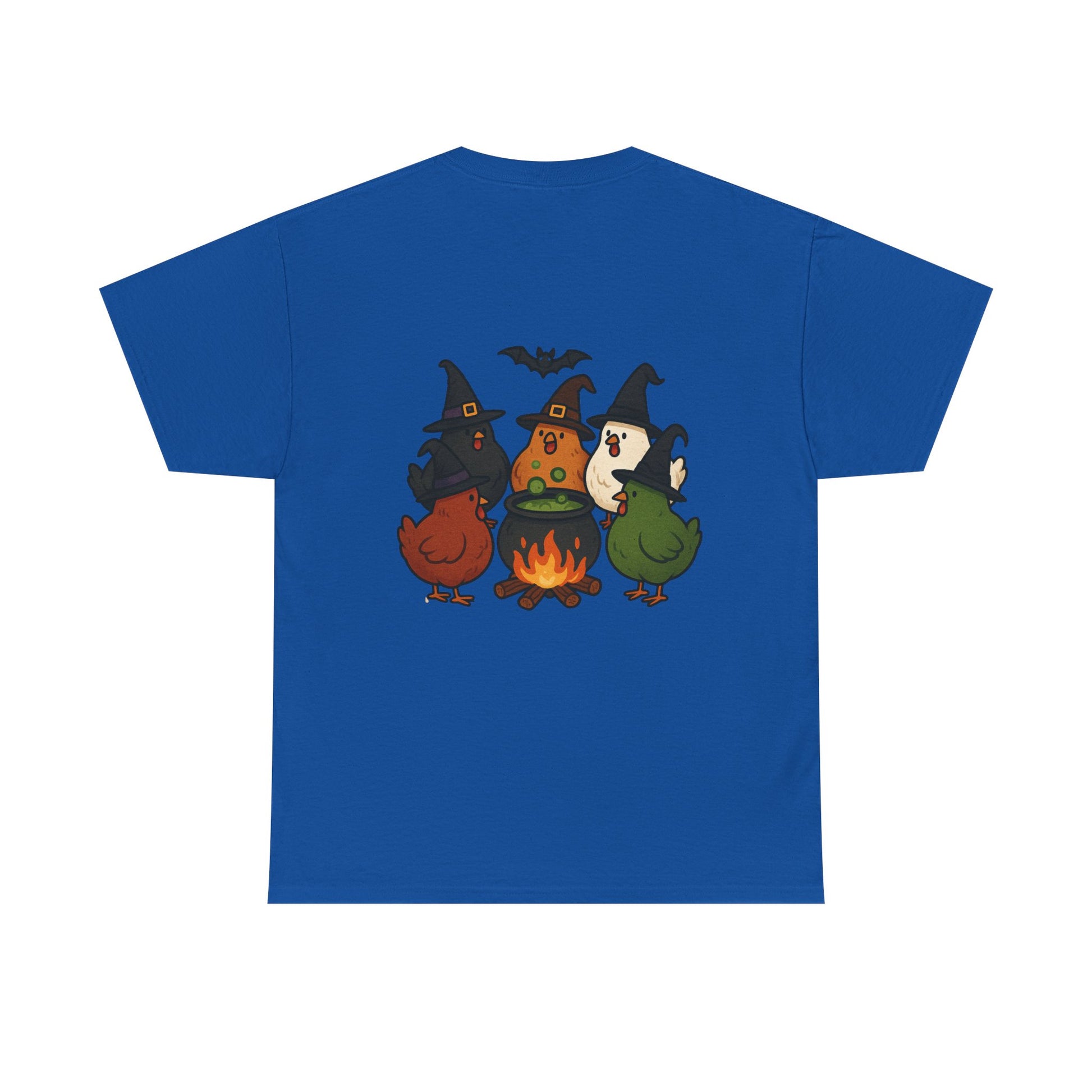 Funny Witch Chicken Tee, Halloween T-Shirt, Unisex Cotton Shirt, Cute Poultry Apparel, Cozy Fall Fashion, Gift for Poultry Lovers