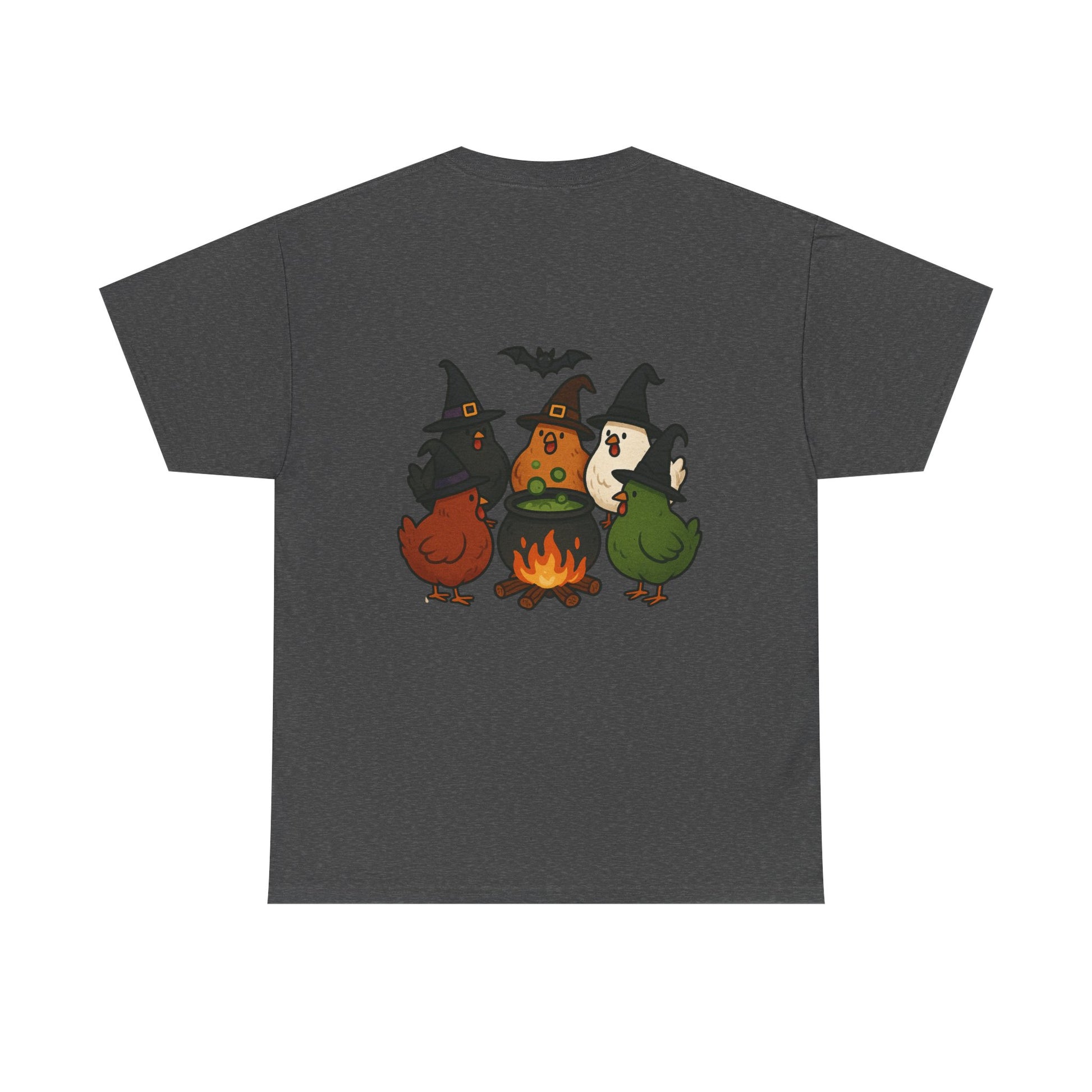 Funny Witch Chicken Tee, Halloween T-Shirt, Unisex Cotton Shirt, Cute Poultry Apparel, Cozy Fall Fashion, Gift for Poultry Lovers