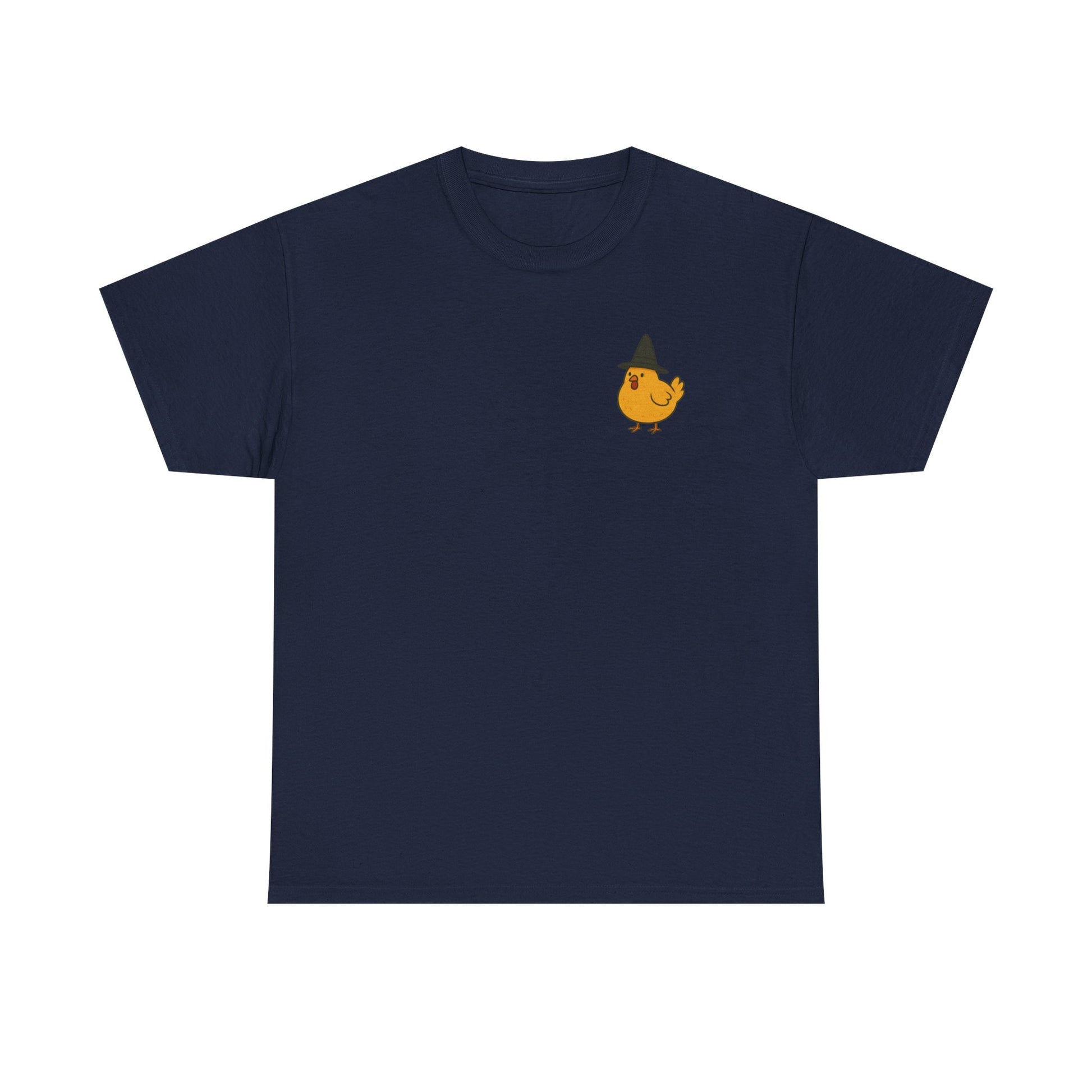 Funny Witch Chicken Tee, Halloween T-Shirt, Unisex Cotton Shirt, Cute Poultry Apparel, Cozy Fall Fashion, Gift for Poultry Lovers