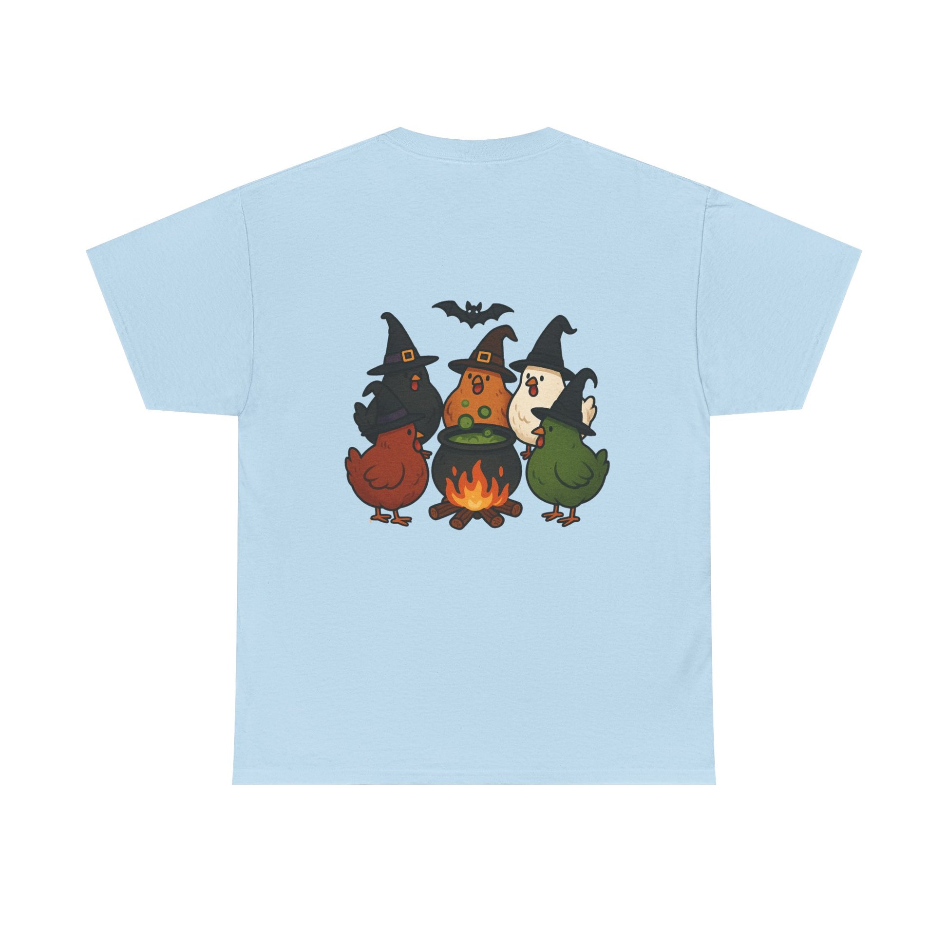 Funny Witch Chicken Tee, Halloween T-Shirt, Unisex Cotton Shirt, Cute Poultry Apparel, Cozy Fall Fashion, Gift for Poultry Lovers