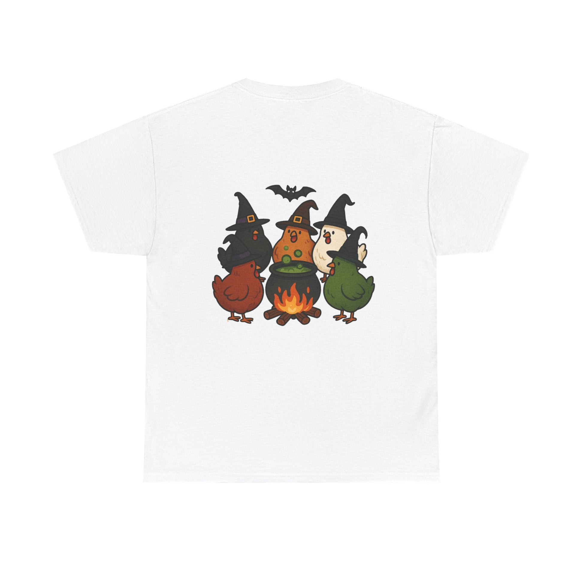 Funny Witch Chicken Tee, Halloween T-Shirt, Unisex Cotton Shirt, Cute Poultry Apparel, Cozy Fall Fashion, Gift for Poultry Lovers