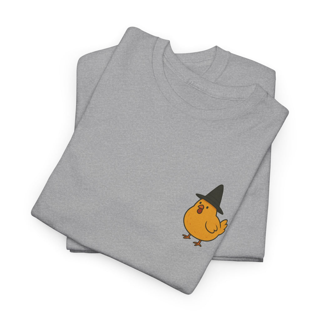 Funny Witch Chicken Tee, Halloween T-Shirt, Unisex Cotton Shirt, Cute Poultry Apparel, Cozy Fall Fashion, Gift for Poultry Lovers