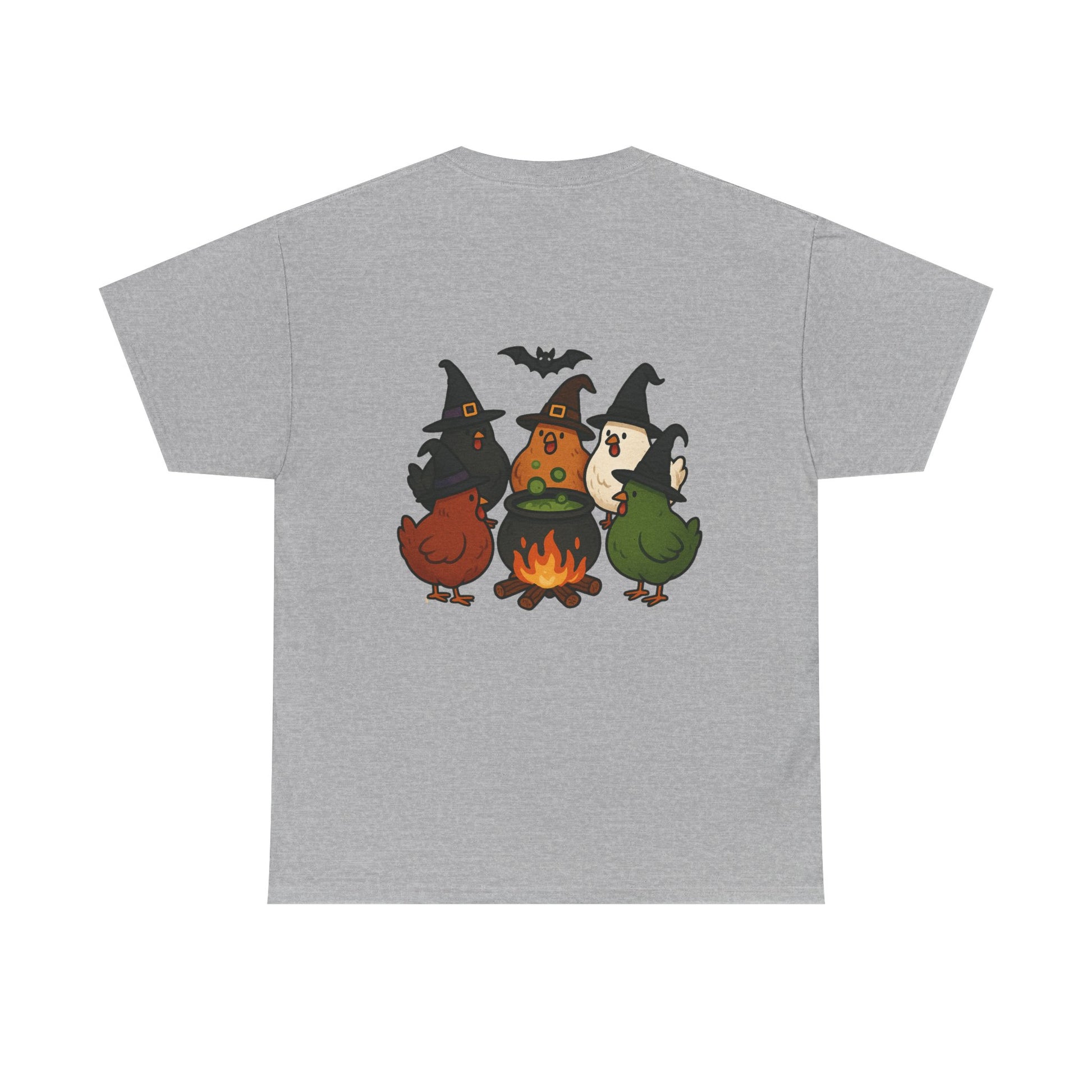 Funny Witch Chicken Tee, Halloween T-Shirt, Unisex Cotton Shirt, Cute Poultry Apparel, Cozy Fall Fashion, Gift for Poultry Lovers