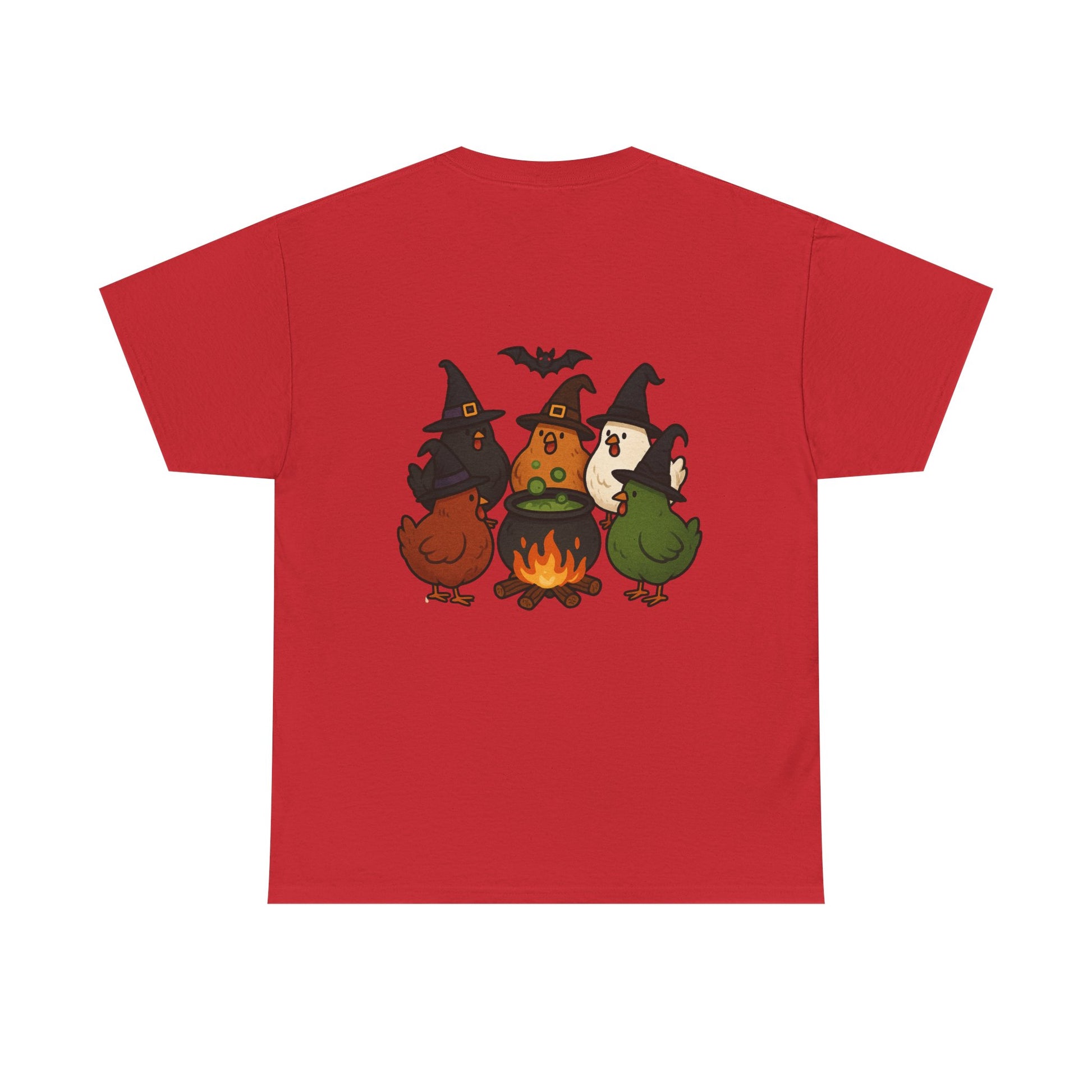 Funny Witch Chicken Tee, Halloween T-Shirt, Unisex Cotton Shirt, Cute Poultry Apparel, Cozy Fall Fashion, Gift for Poultry Lovers