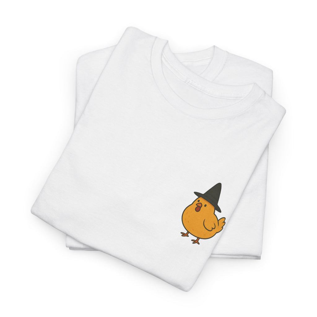 Funny Witch Chicken Tee, Halloween T-Shirt, Unisex Cotton Shirt, Cute Poultry Apparel, Cozy Fall Fashion, Gift for Poultry Lovers