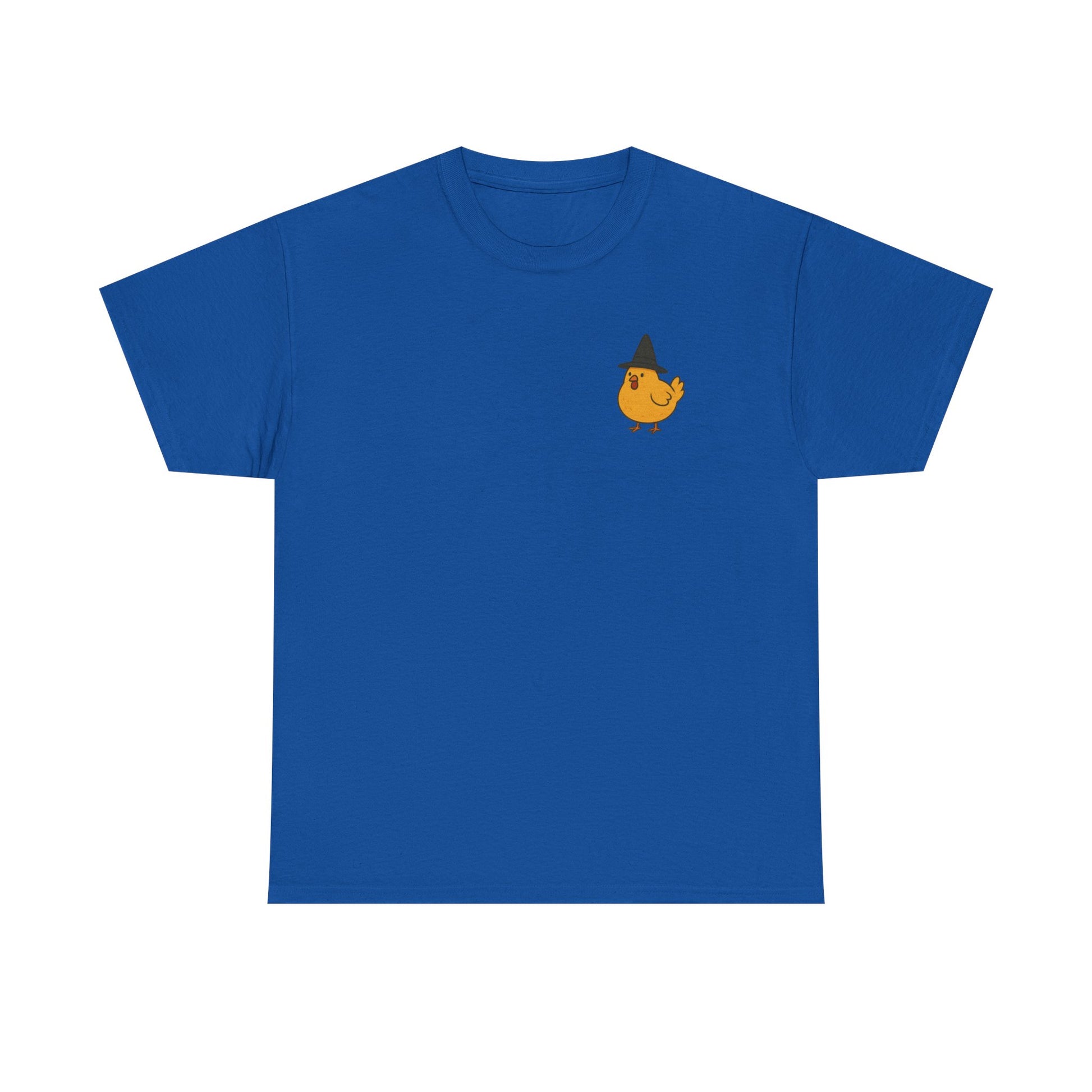 Funny Witch Chicken Tee, Halloween T-Shirt, Unisex Cotton Shirt, Cute Poultry Apparel, Cozy Fall Fashion, Gift for Poultry Lovers