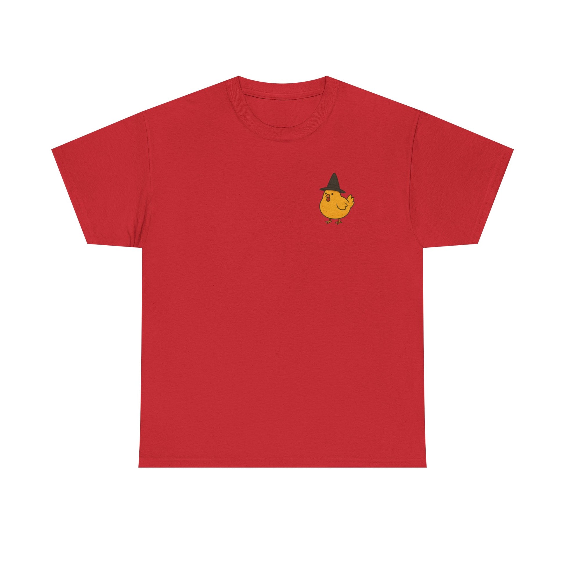 Funny Witch Chicken Tee, Halloween T-Shirt, Unisex Cotton Shirt, Cute Poultry Apparel, Cozy Fall Fashion, Gift for Poultry Lovers