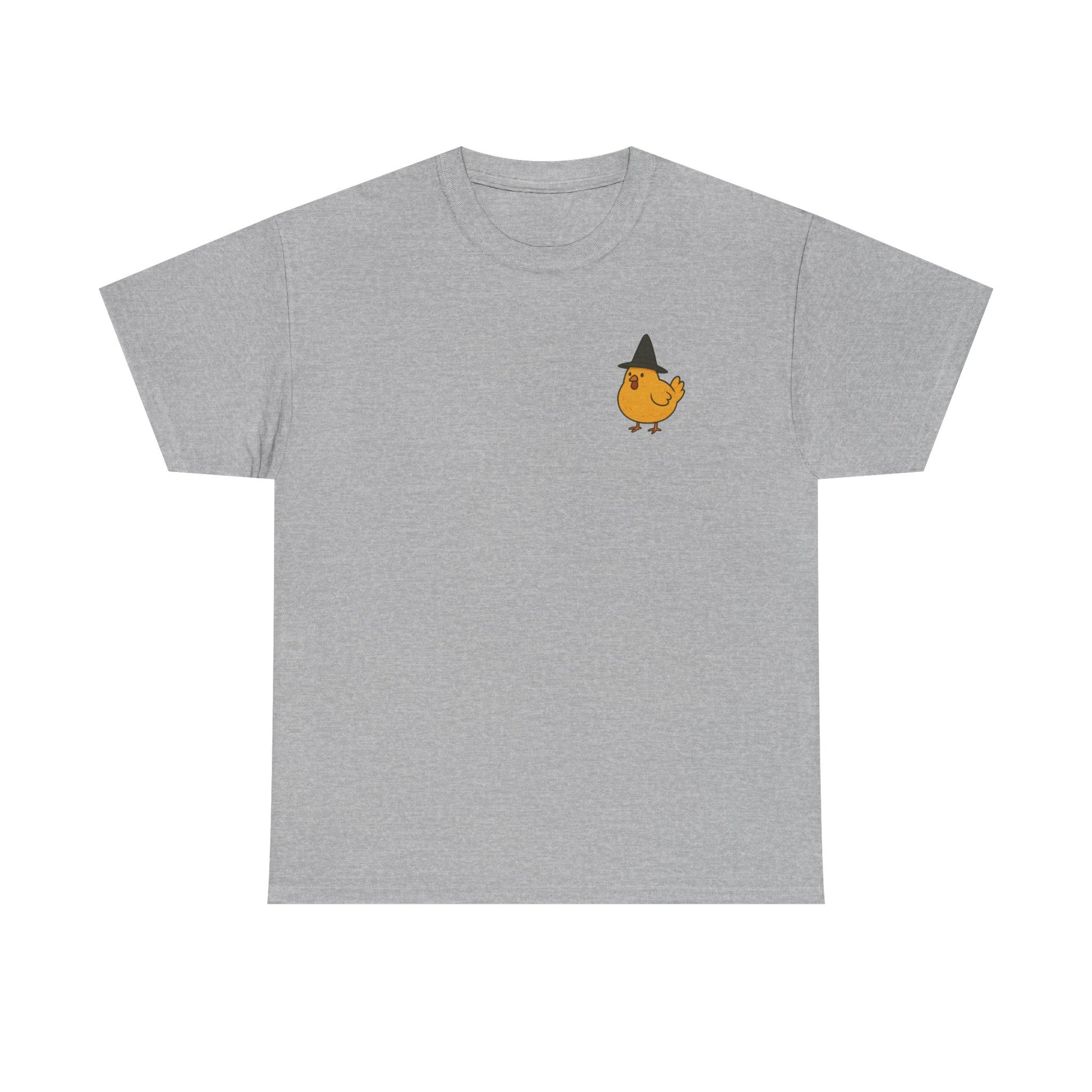 Funny Witch Chicken Tee, Halloween T-Shirt, Unisex Cotton Shirt, Cute Poultry Apparel, Cozy Fall Fashion, Gift for Poultry Lovers
