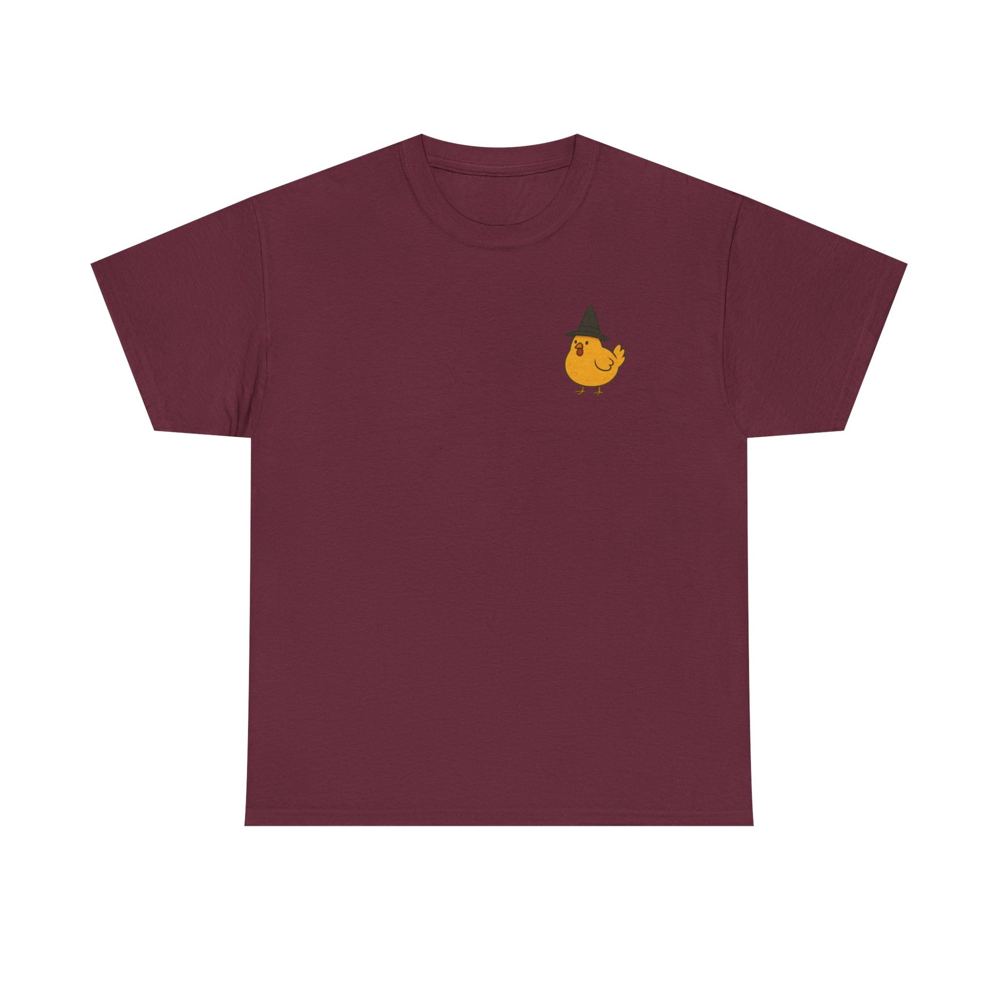 Funny Witch Chicken Tee, Halloween T-Shirt, Unisex Cotton Shirt, Cute Poultry Apparel, Cozy Fall Fashion, Gift for Poultry Lovers
