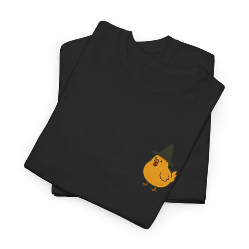Funny Witch Chicken Tee, Halloween T-Shirt, Unisex Cotton Shirt, Cute Poultry Apparel, Cozy Fall Fashion, Gift for Poultry Lovers