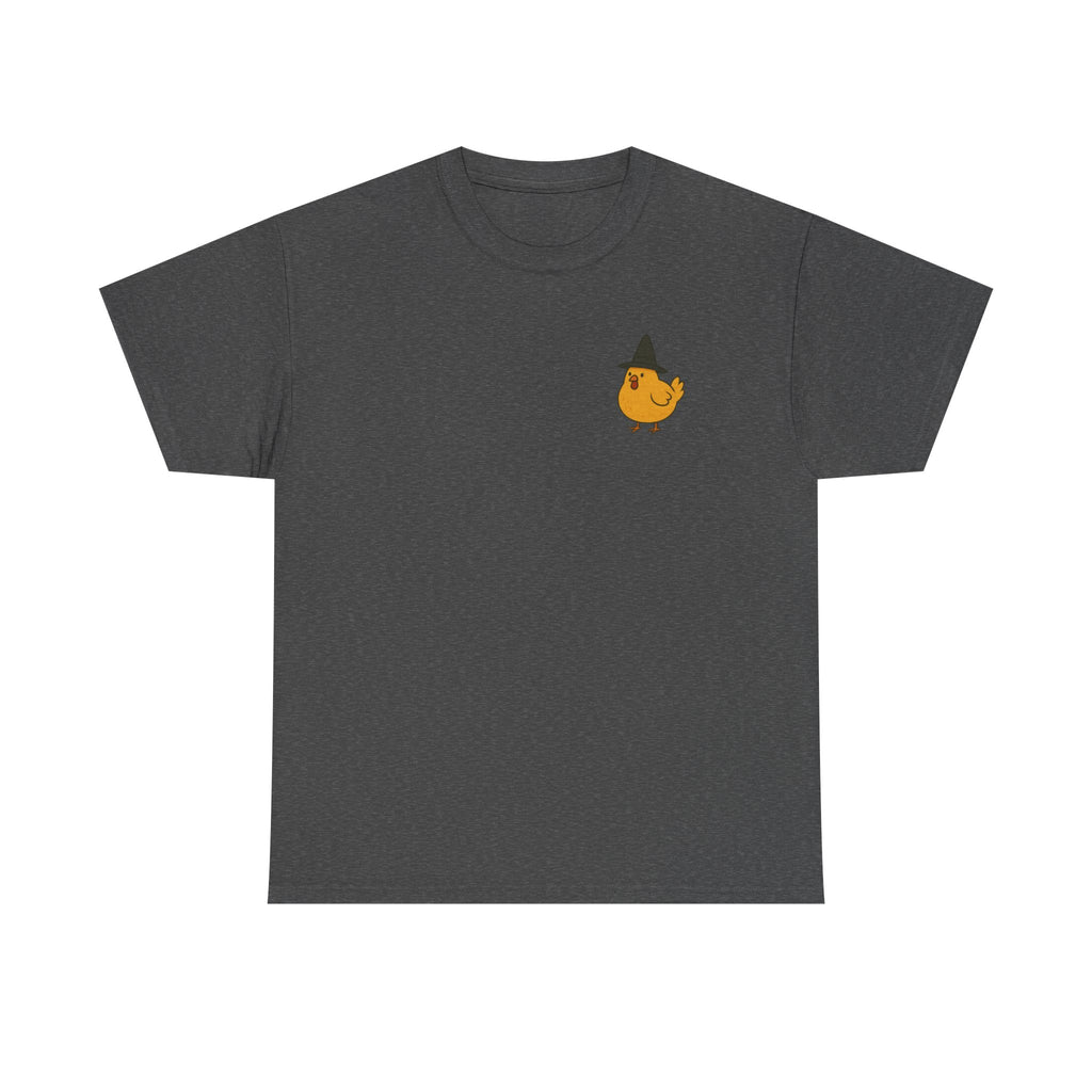 Funny Witch Chicken Tee, Halloween T-Shirt, Unisex Cotton Shirt, Cute Poultry Apparel, Cozy Fall Fashion, Gift for Poultry Lovers