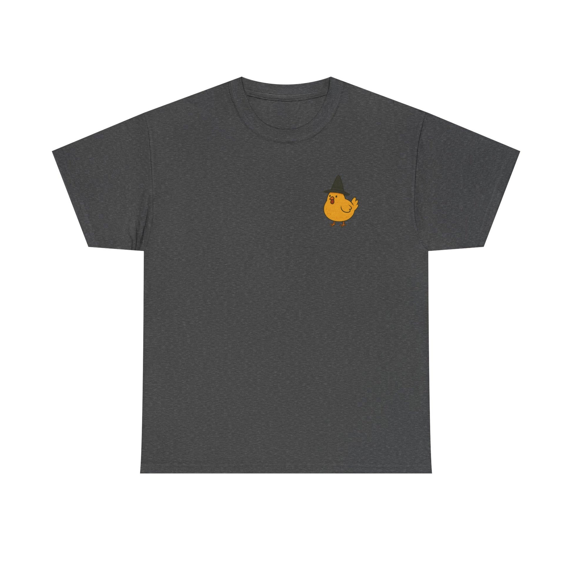 Funny Witch Chicken Tee, Halloween T-Shirt, Unisex Cotton Shirt, Cute Poultry Apparel, Cozy Fall Fashion, Gift for Poultry Lovers