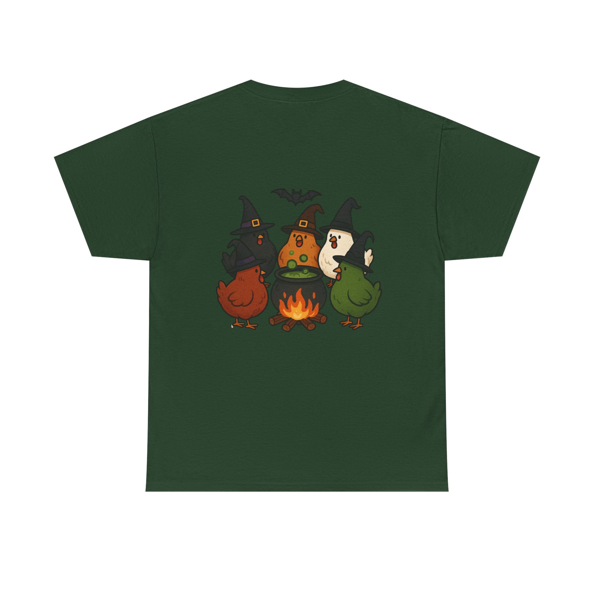 Funny Witch Chicken Tee, Halloween T-Shirt, Unisex Cotton Shirt, Cute Poultry Apparel, Cozy Fall Fashion, Gift for Poultry Lovers