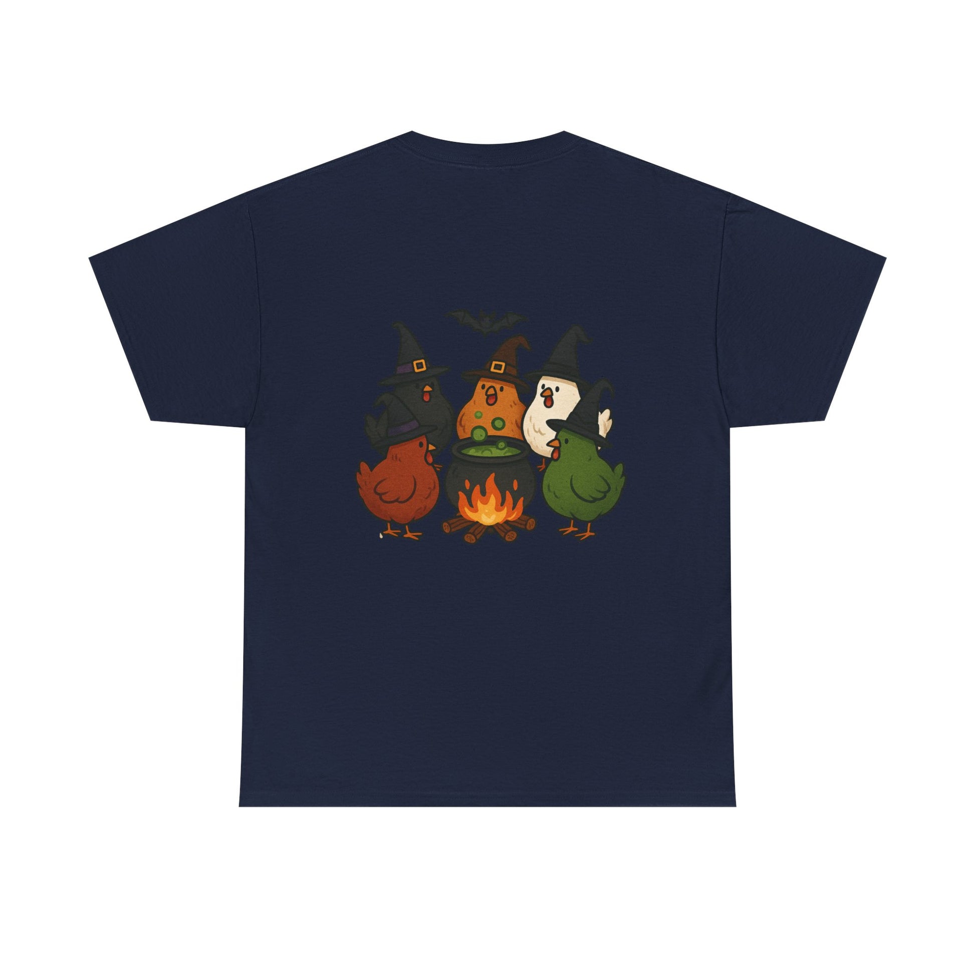 Funny Witch Chicken Tee, Halloween T-Shirt, Unisex Cotton Shirt, Cute Poultry Apparel, Cozy Fall Fashion, Gift for Poultry Lovers